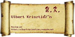 Ulbert Krisztián névjegykártya