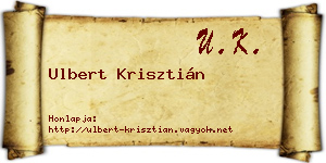 Ulbert Krisztián névjegykártya